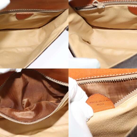 CELINE Macadam Canvas Shoulder Bag Pvc Leather Brown Gold - Picture 12 of 12